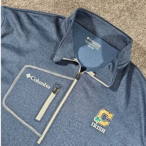 Columbia Golf Pullover Mens XXL 1/4 Zip Blue Irish Shamrock Explorer long-sleeve